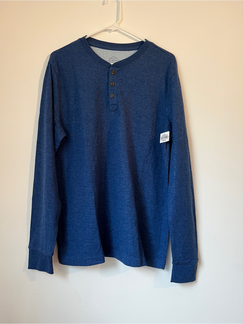 St. John's Bay Mens Long-Sleeve Henley in Dark Blue T-Shirt M Cotton Blend New